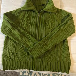 Green Cable Knit Women's Cardigan